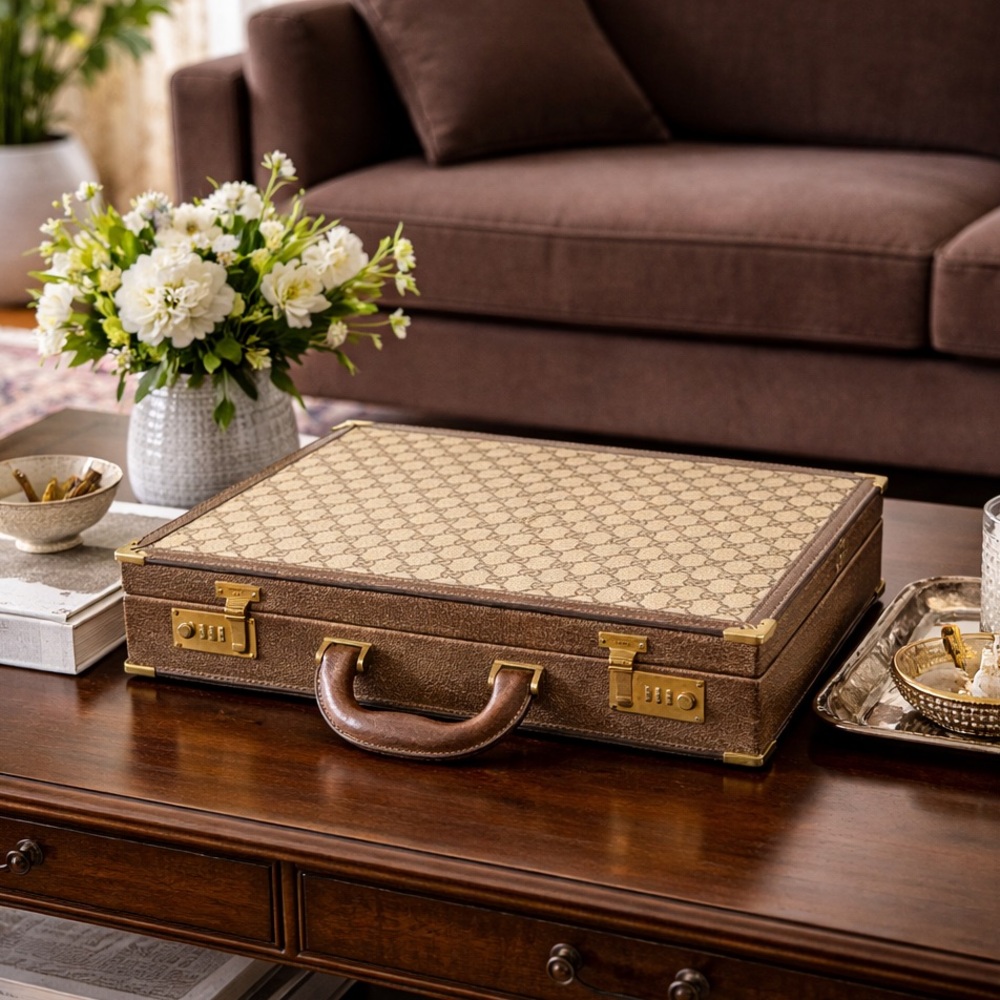 Gucci authentic vintage small trunk supreme coated canvas document case - Picture 2 of 16